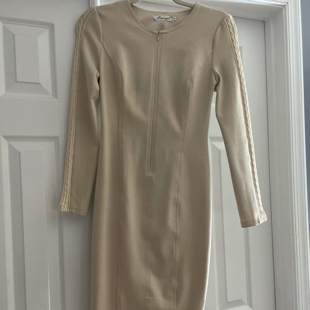 Cream sweater pencil dress
